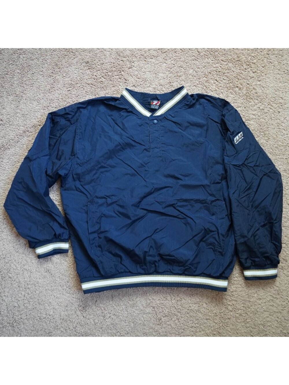 USA Olympics Windbreaker Pullover Mens Large Blue 90s Style JCPenny Y2K